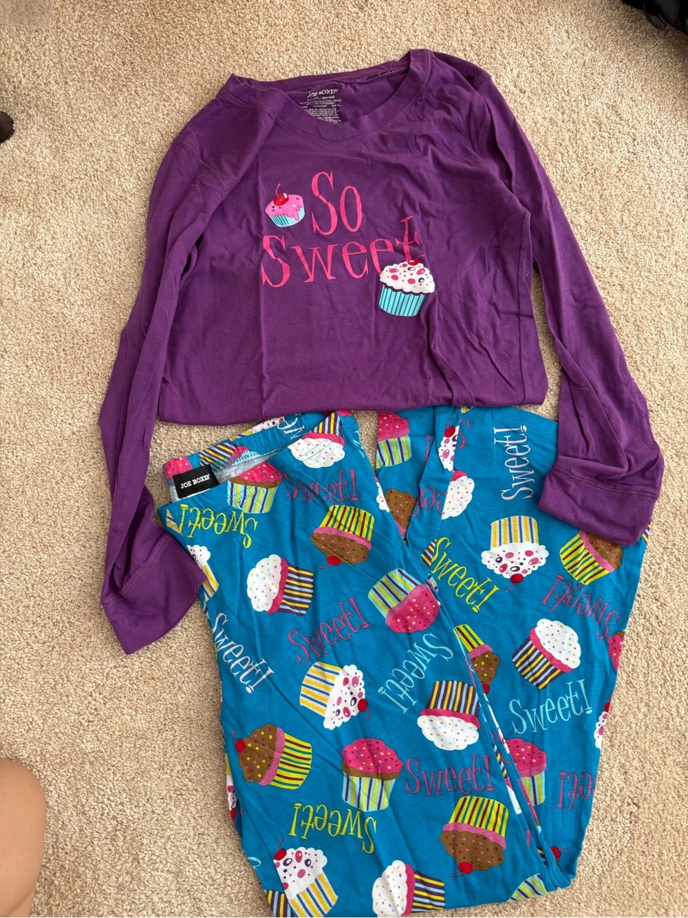 Joe boxer cupcake purple pajama size Medium